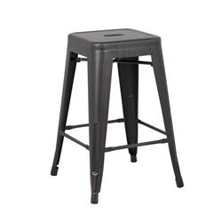 Acbs01-24-smb 24 In. Backless Costal Metal Barstool - Distressed Black, Set Of 2