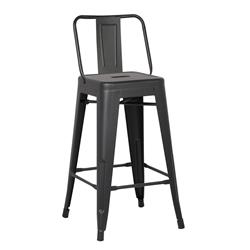 Acbs02-30-mb 30 In. Costal Metal Barstool With Bucket Back - Matte Black, Set Of 2