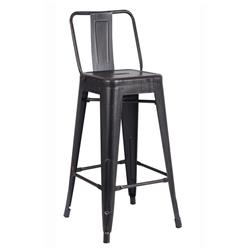 Acbs02-30-smb 30 In. Costal Metal Barstool With Bucket Back - Distressed Black, Set Of 2