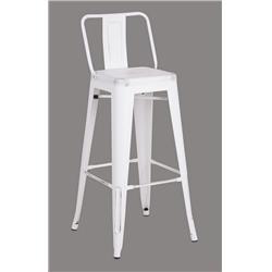 Acbs02-30-smw 30 In. Costal Metal Barstool With Bucket Back - Distressed White, Set Of 2