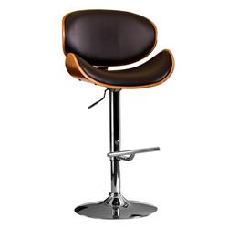 Acbs34 Walnut Bentwood Lift Adjustable Barstool With Curved Seat & Back - White