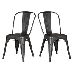 D-002-smb 18 In. Metal Dining Room Chair - Distressed Black, Set Of 2