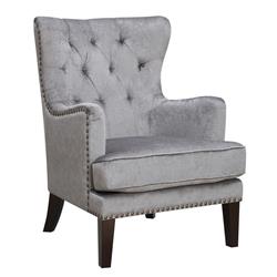 Isabella-c Traditional Tufted Nailhead Wingback Accent Chair With Arms - Gray