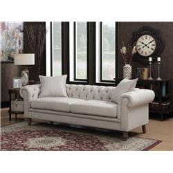 Juliet Collection Linen Fabric Tufted Chesterfield Sofa - Beige