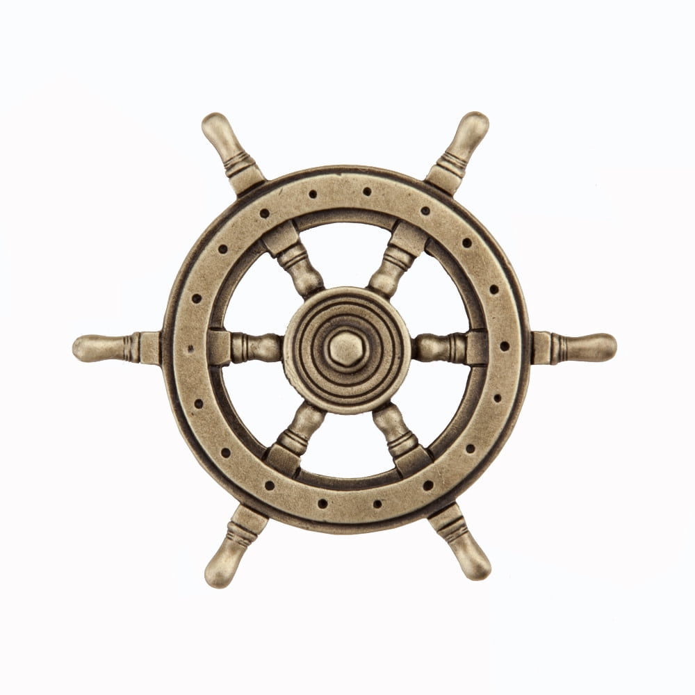 Dpcap Artisan Collection Ships Wheel Knob, Antique Brass