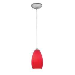 28012-2c-bs-red 5 In. Tali 1 Light Brushed Steel Pendant Ceiling Light In Red