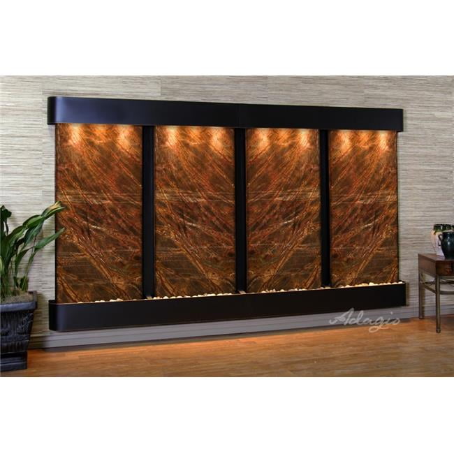 Rfr1506 Regal Falls Round Blackened Copper Brown Marble Wall Fountain