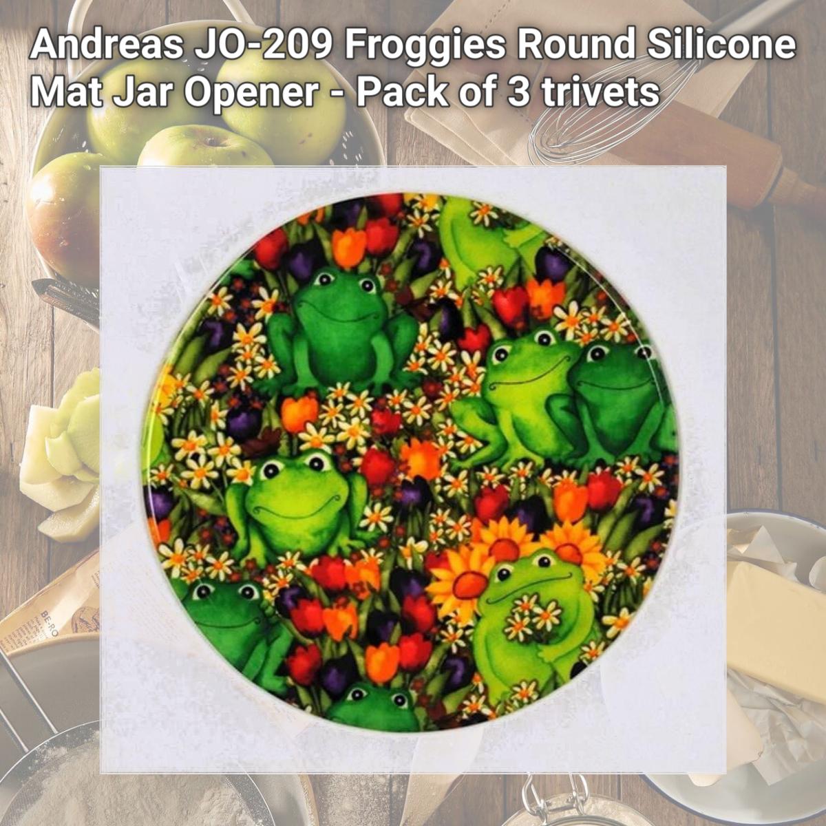 Picture of Andreas JO-209 Froggies Round Silicone Mat Jar Opener - Pack of 3 trivets