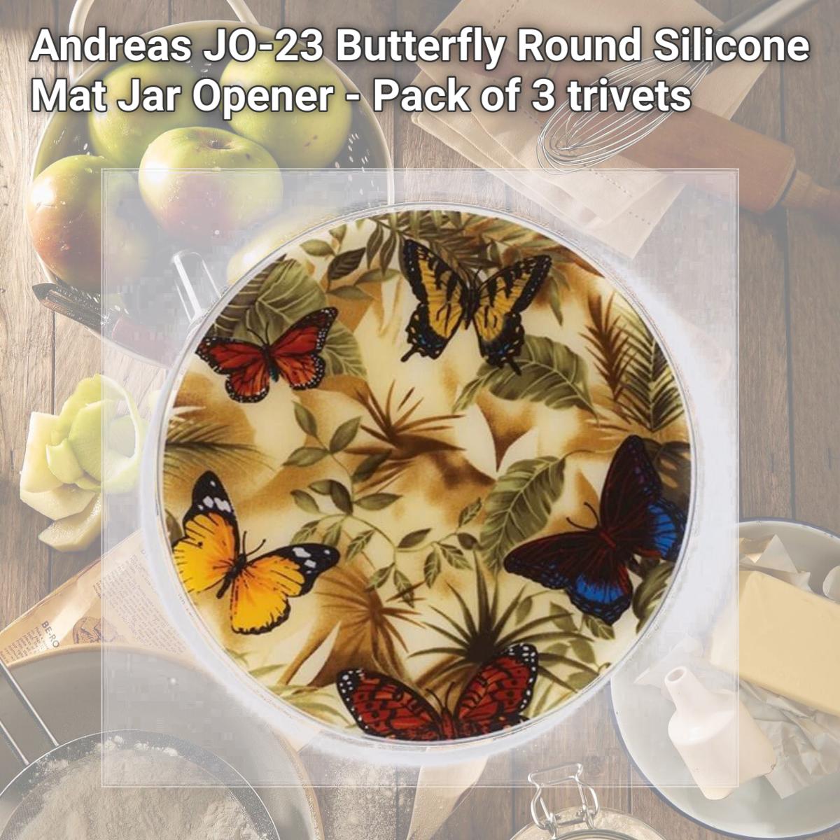 Picture of Andreas JO-23 Butterfly Round Silicone Mat Jar Opener - Pack of 3 trivets
