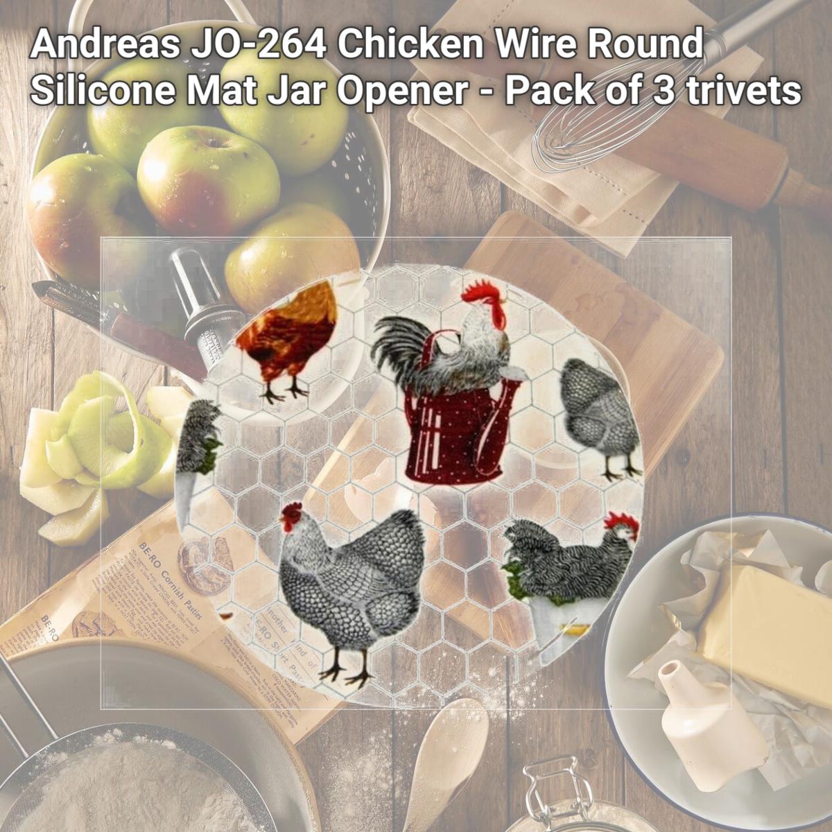 Picture of Andreas JO-264 Chicken Wire Round Silicone Mat Jar Opener - Pack of 3 trivets