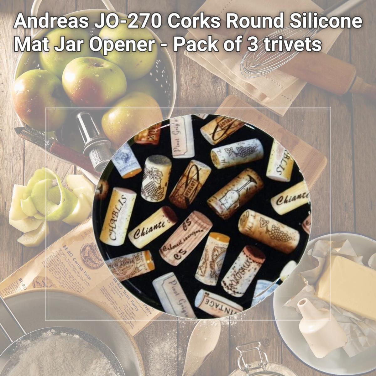Picture of Andreas JO-270 Corks Round Silicone Mat Jar Opener - Pack of 3 trivets