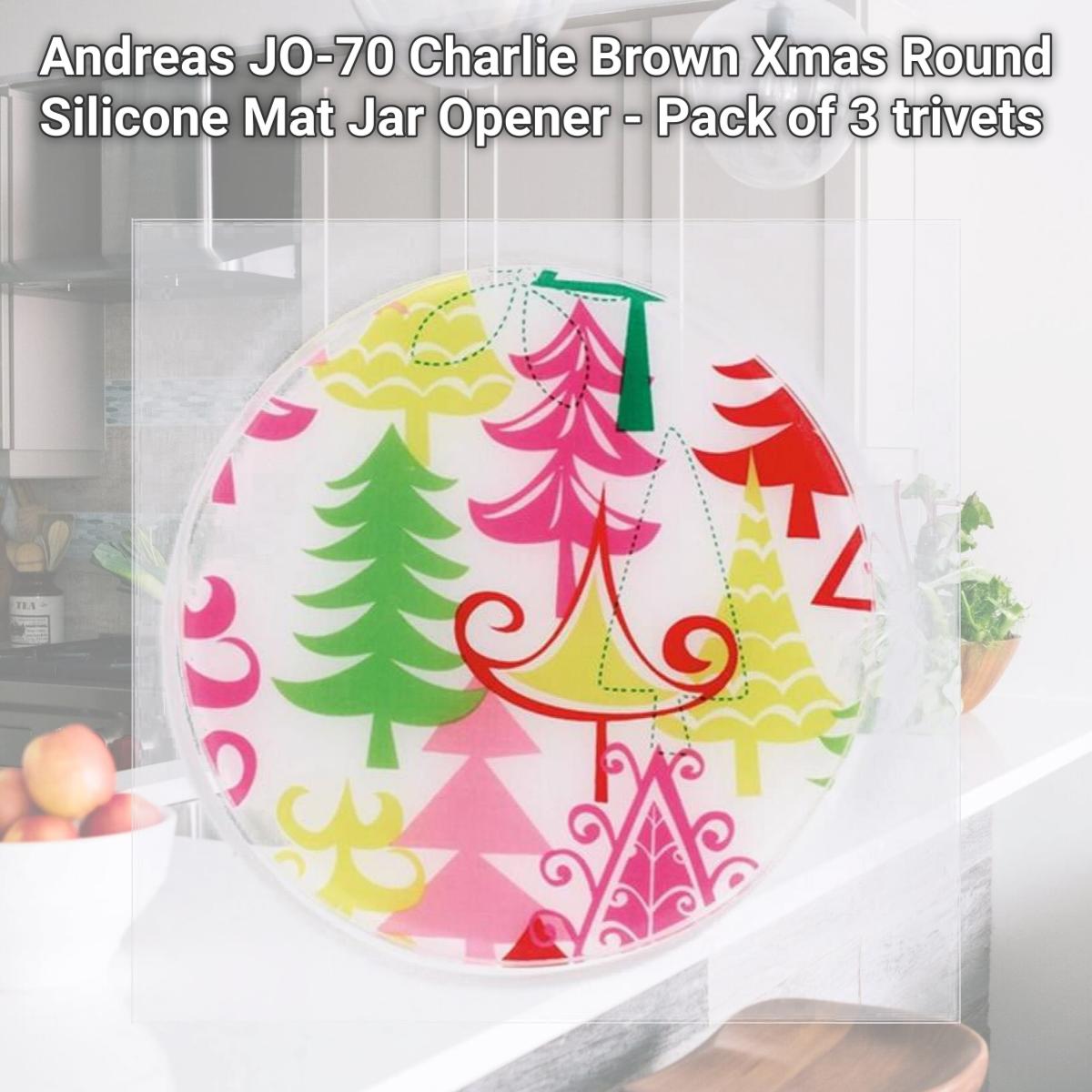 Picture of Andreas JO-70 Charlie Brown Xmas Round Silicone Mat Jar Opener - Pack of 3 trivets