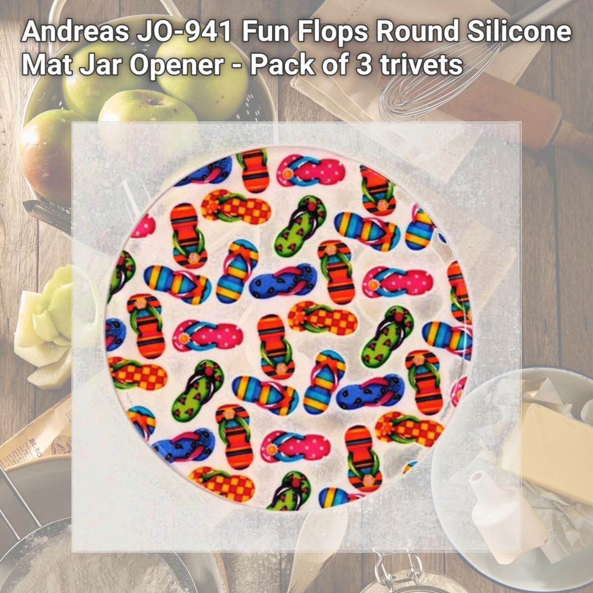 Picture of Andreas JO-941 Fun Flops Round Silicone Mat Jar Opener - Pack of 3 trivets