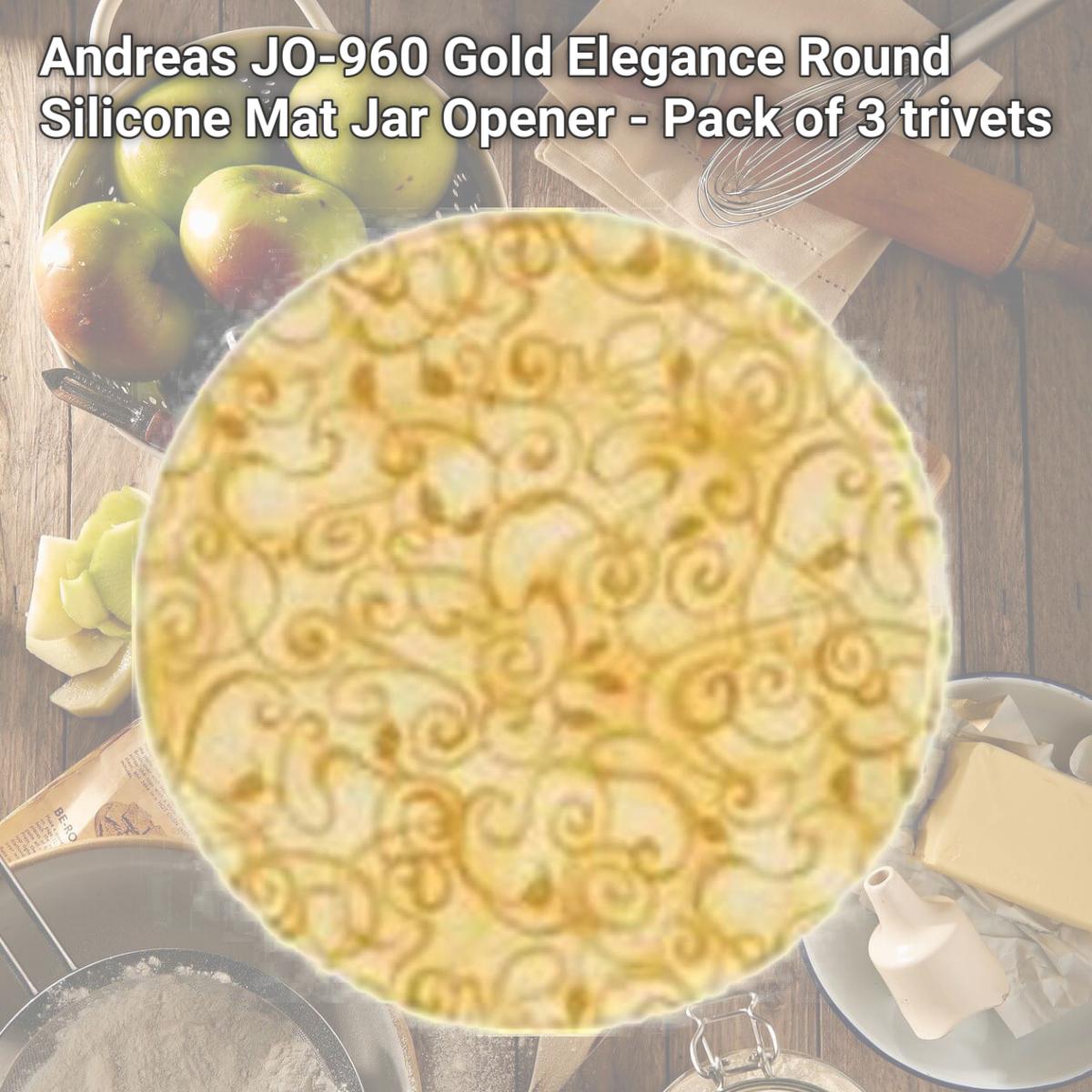 Picture of Andreas JO-960 Gold Elegance Round Silicone Mat Jar Opener - Pack of 3 trivets