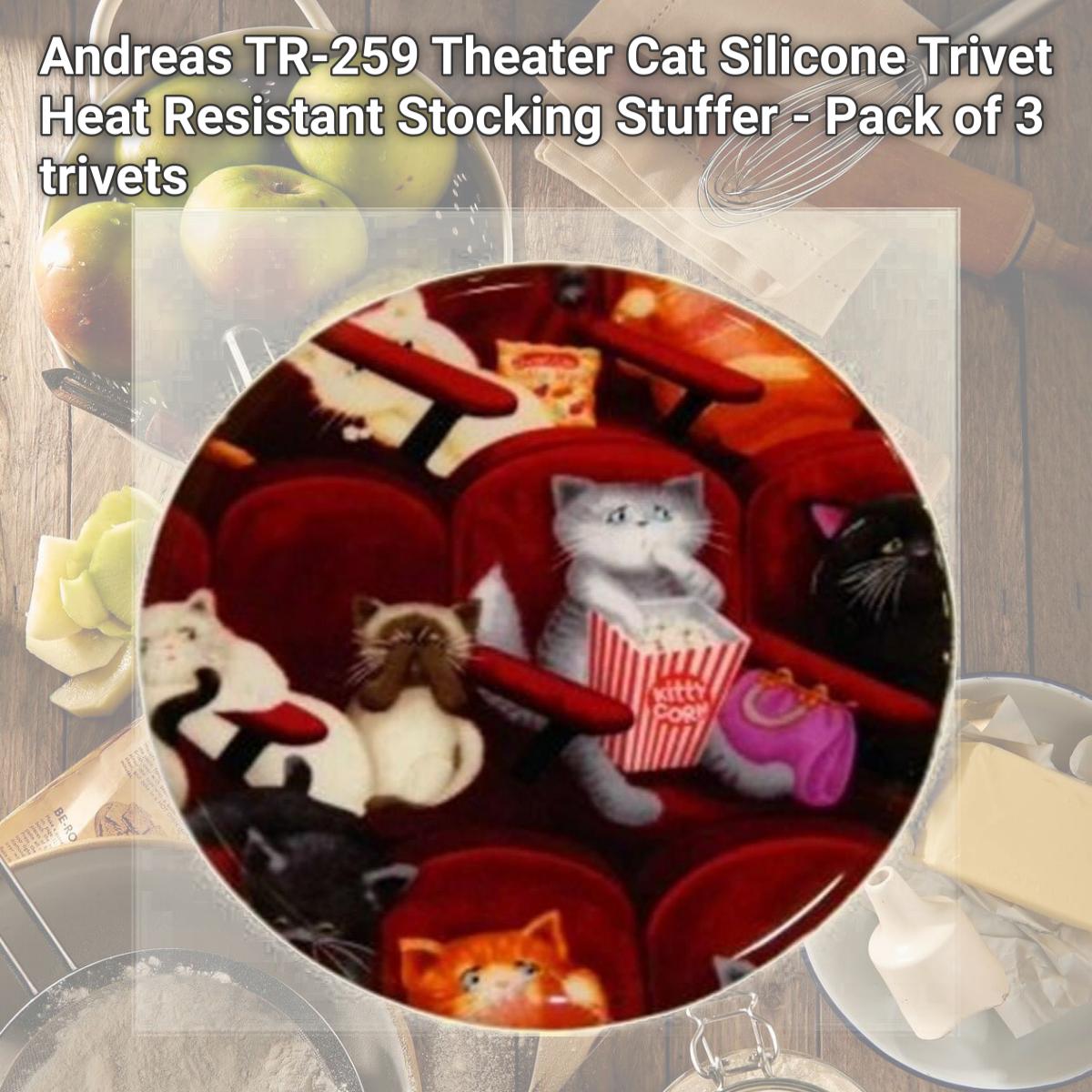 Picture of Andreas TR-259 Theater Cat Silicone Trivet Heat Resistant Stocking Stuffer - Pack of 3 trivets