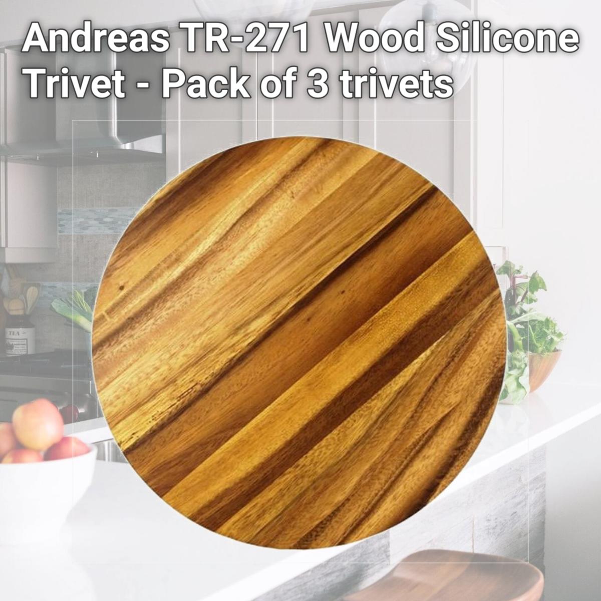 Picture of Andreas TR-271 Wood Silicone Trivet - Pack of 3 trivets