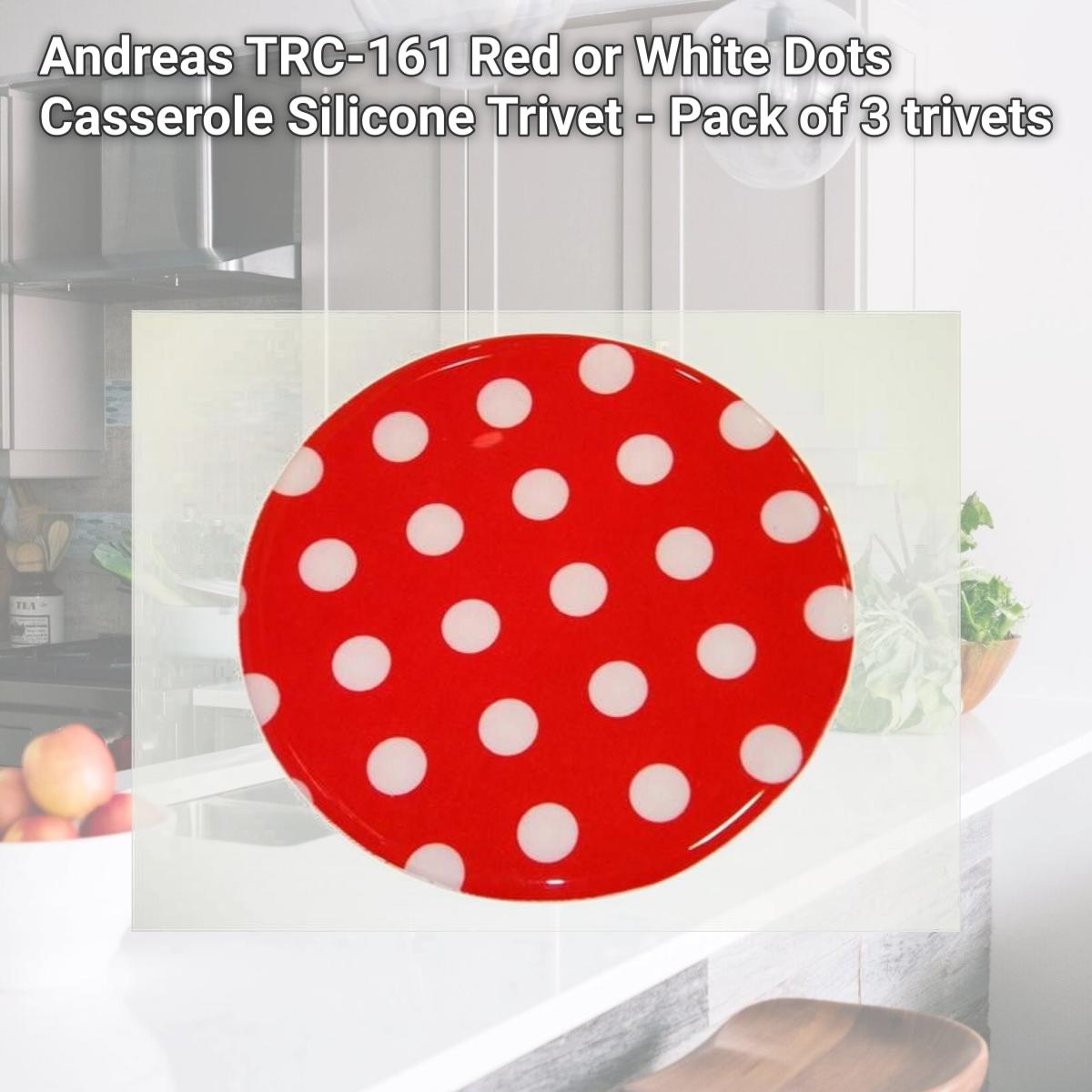 Picture of Andreas TRC-161 Red or White Dots Casserole Silicone Trivet - Pack of 3 trivets