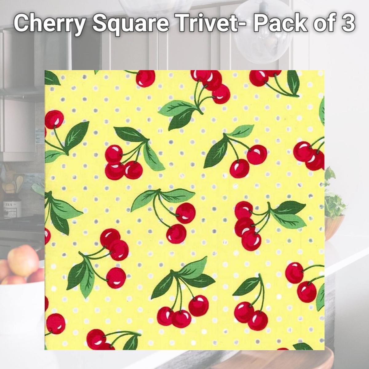 Picture of Andreas TRS-4 Cherry Square Trivet- Pack of 3