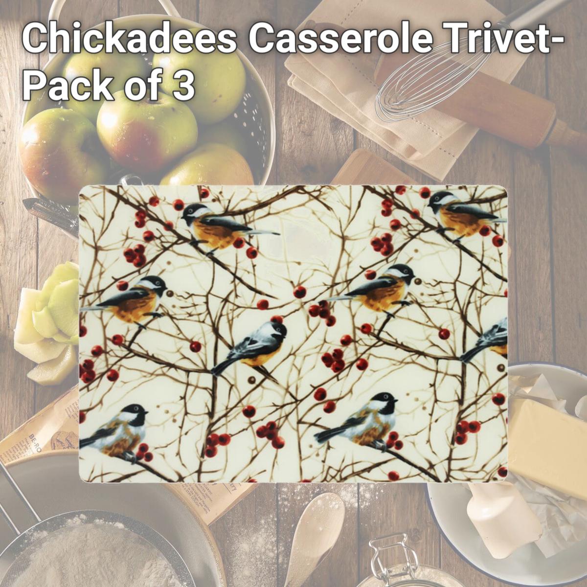Picture of Andreas TRC-254 Chickadees Casserole Trivet- Pack of 3