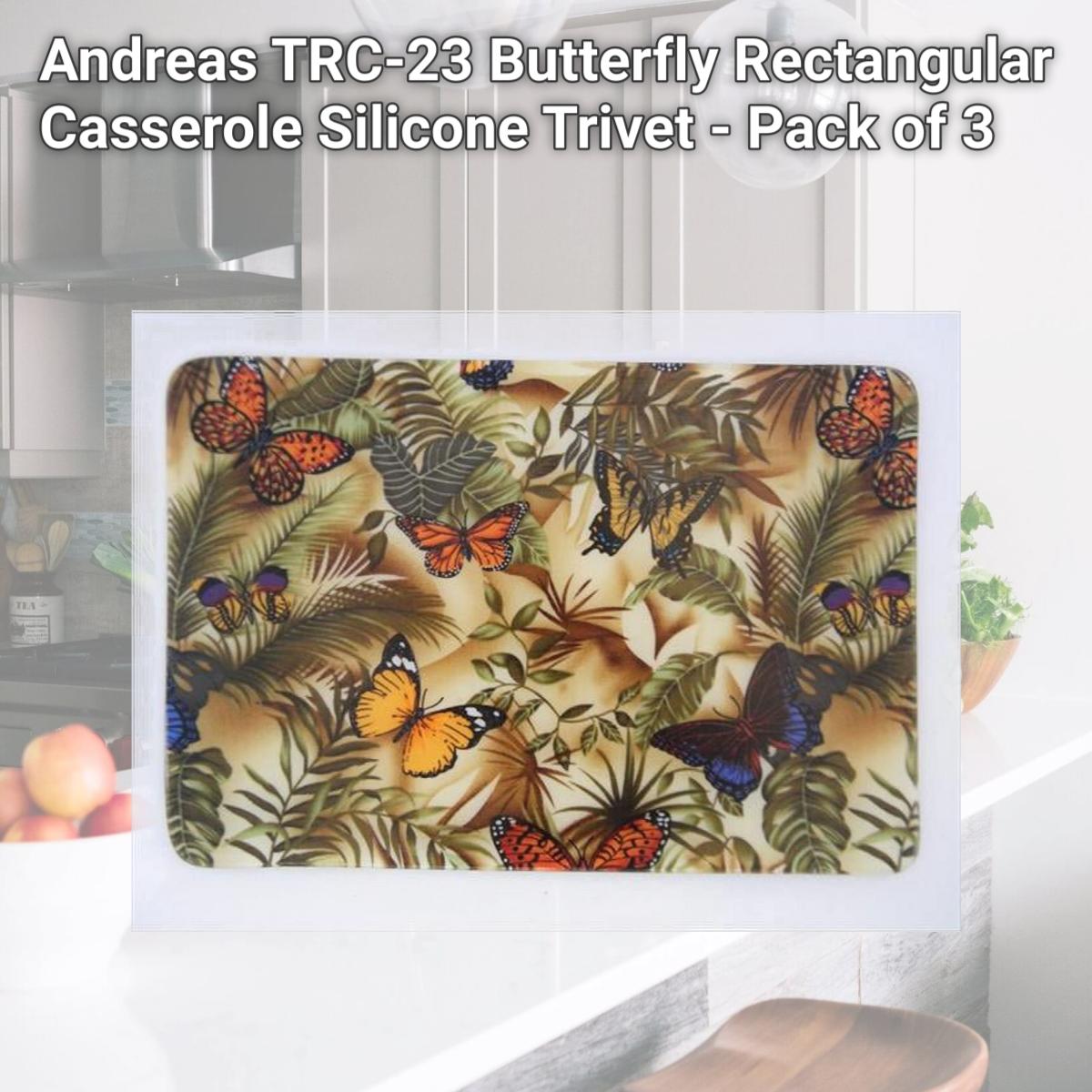 Picture of Andreas TRC-23 Butterfly Rectangular Casserole Silicone Trivet - Pack of 3