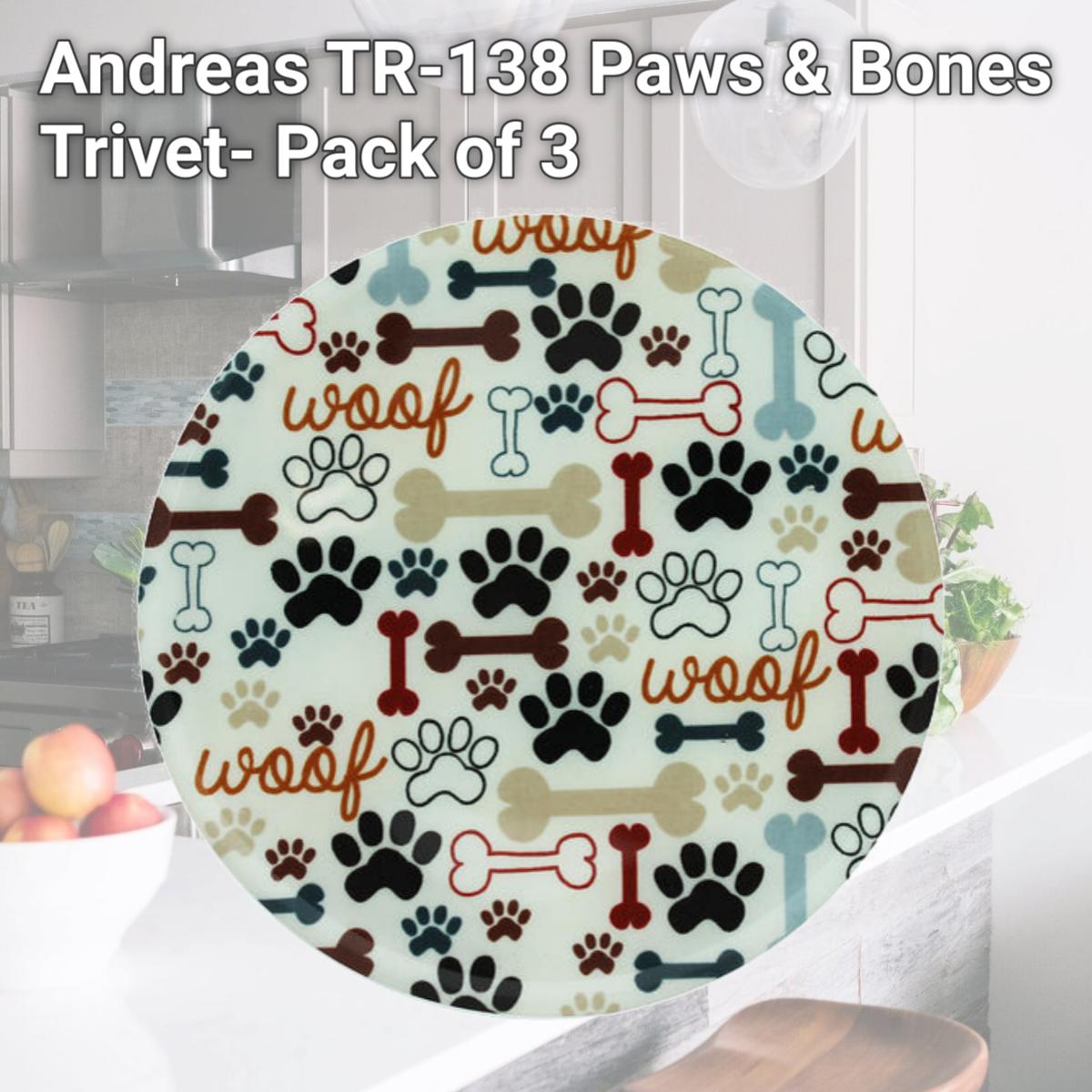 Picture of Andreas TR-138 Paws & Bones Trivet- Pack of 3