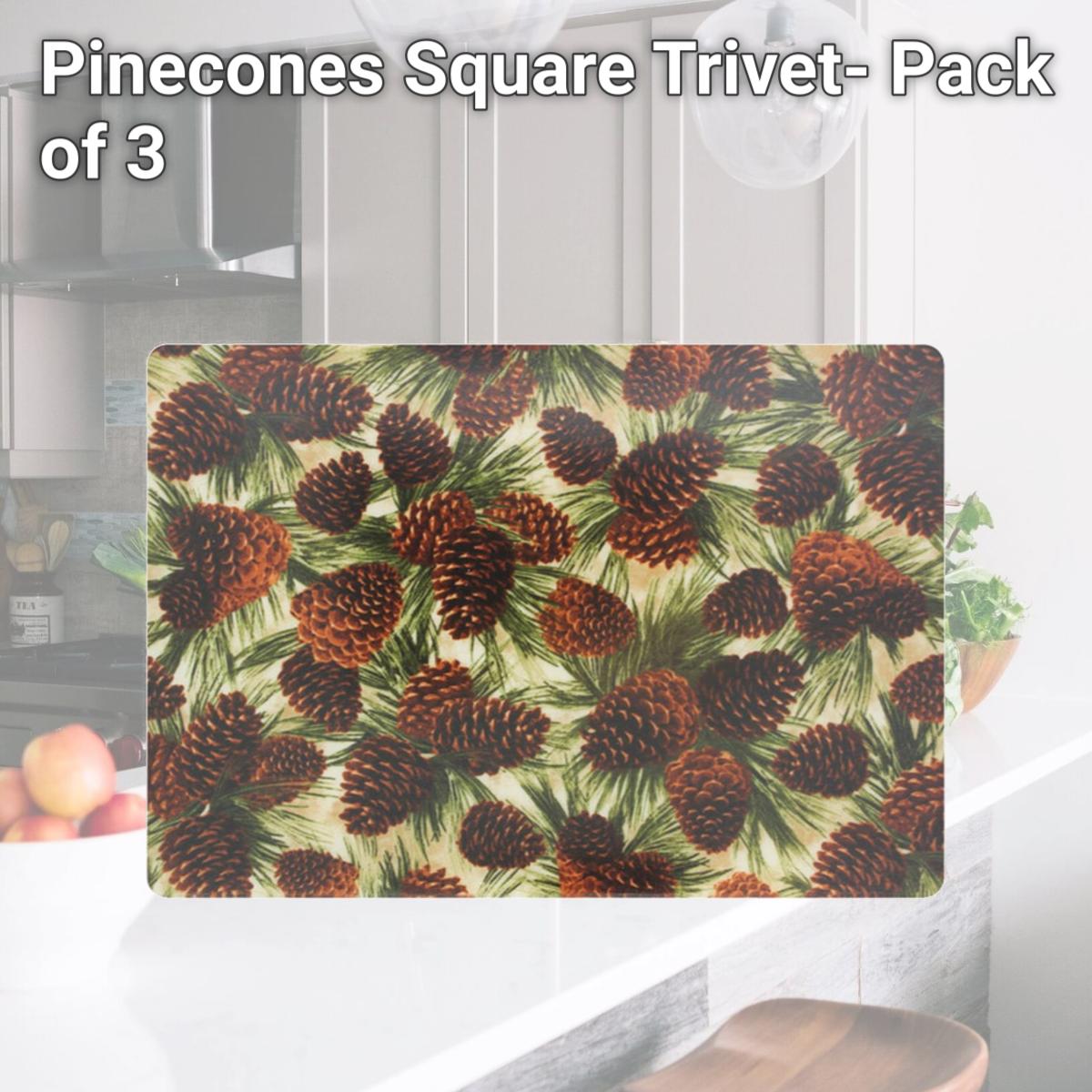 Picture of Andreas TRS-912 Pinecones Square Trivet- Pack of 3