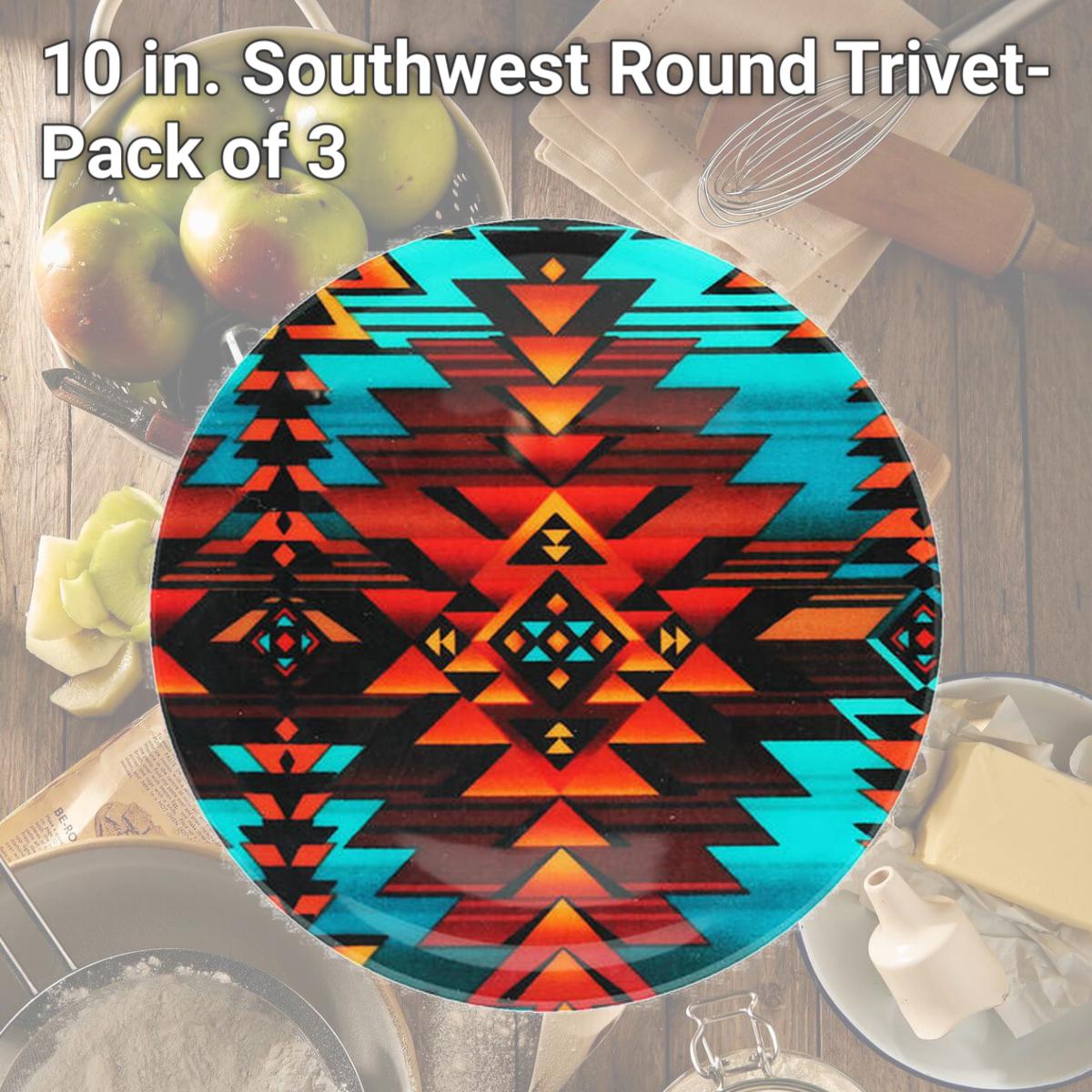 Picture of Andreas TRT-136 10 in. Southwest Round Trivet- Pack of 3
