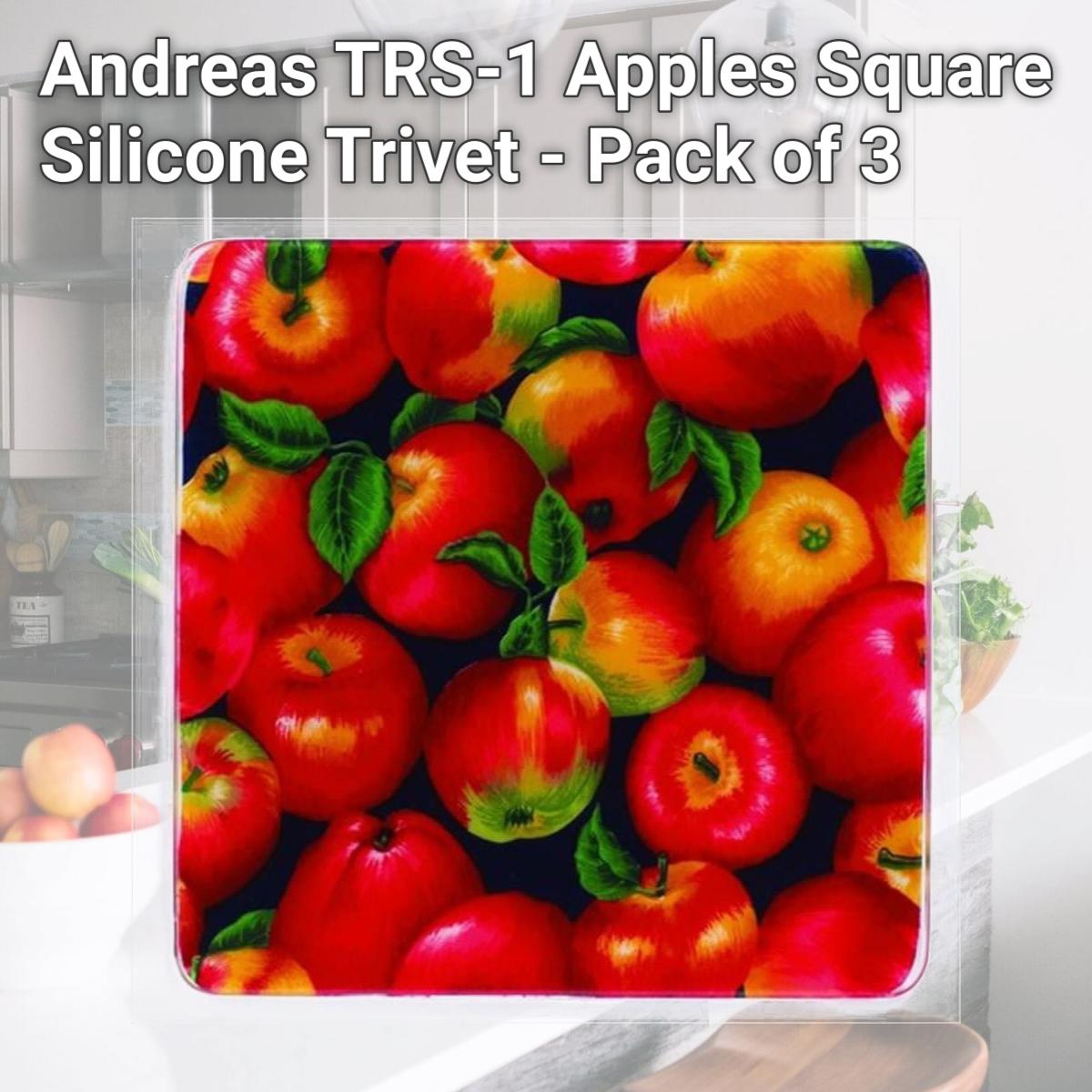 Picture of Andreas TRS-1 Apples Square Silicone Trivet - Pack of 3