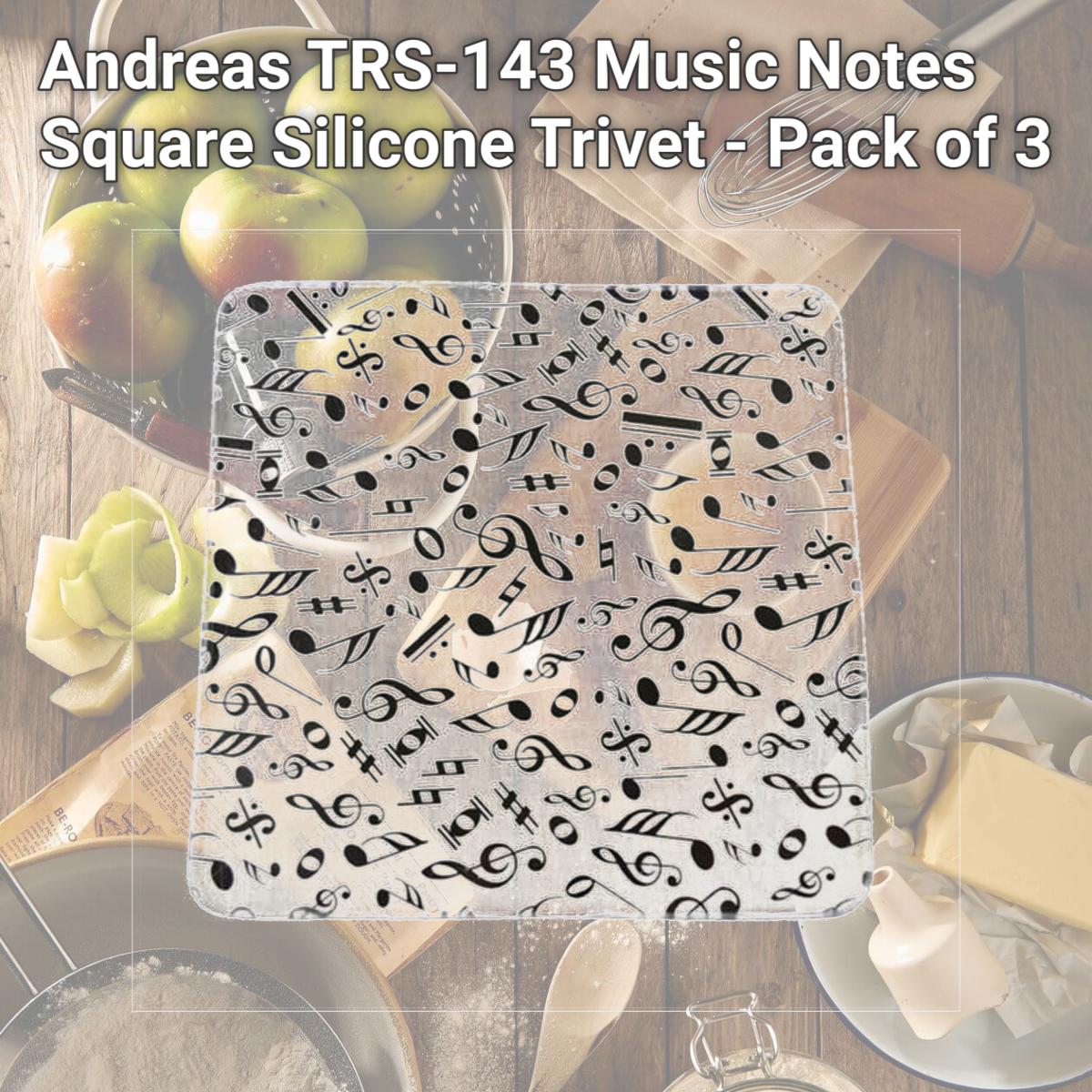 Picture of Andreas TRS-143 Music Notes Square Silicone Trivet - Pack of 3