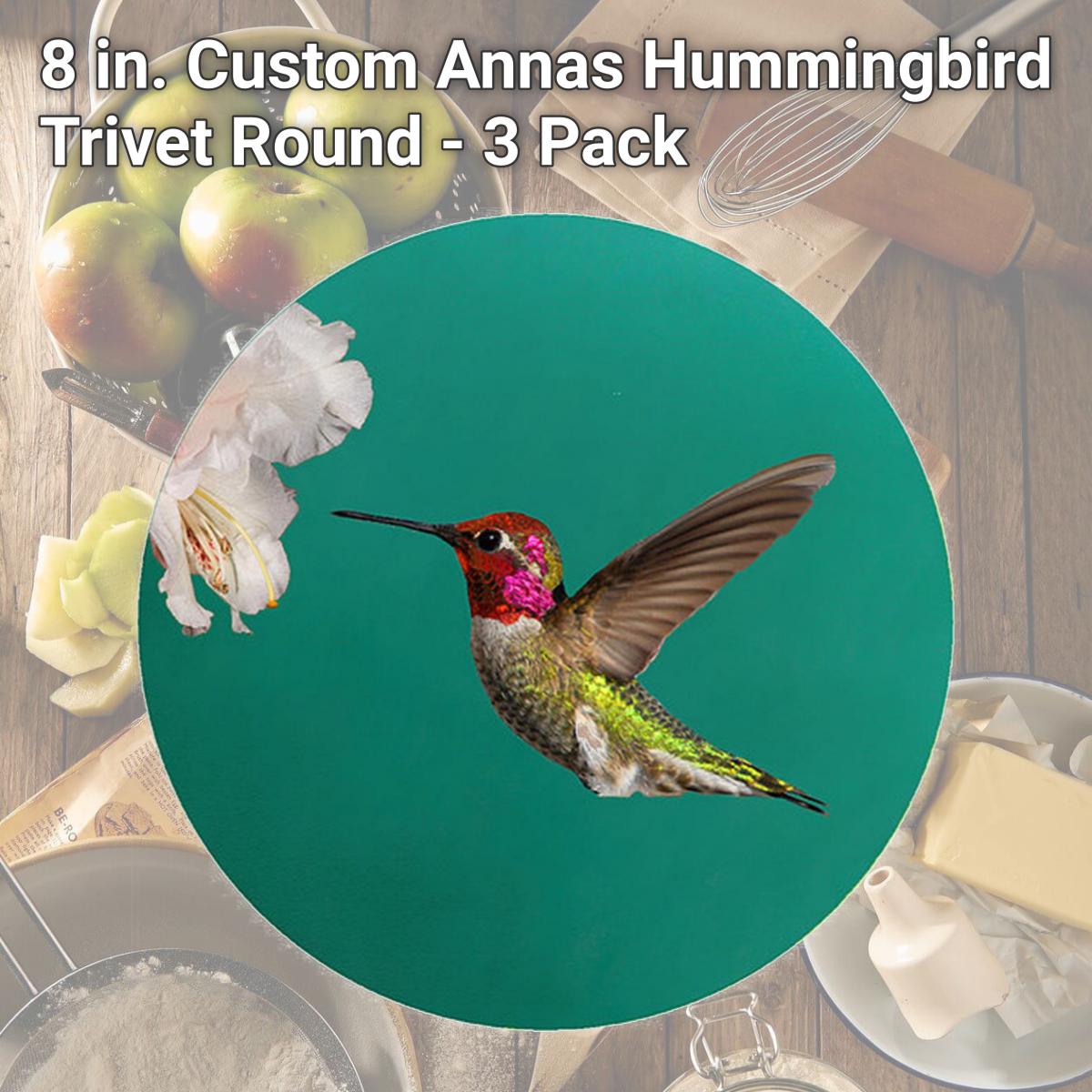 Picture of Andreas TR-CAH 8 in. Custom Annas Hummingbird Trivet  Round - 3 Pack