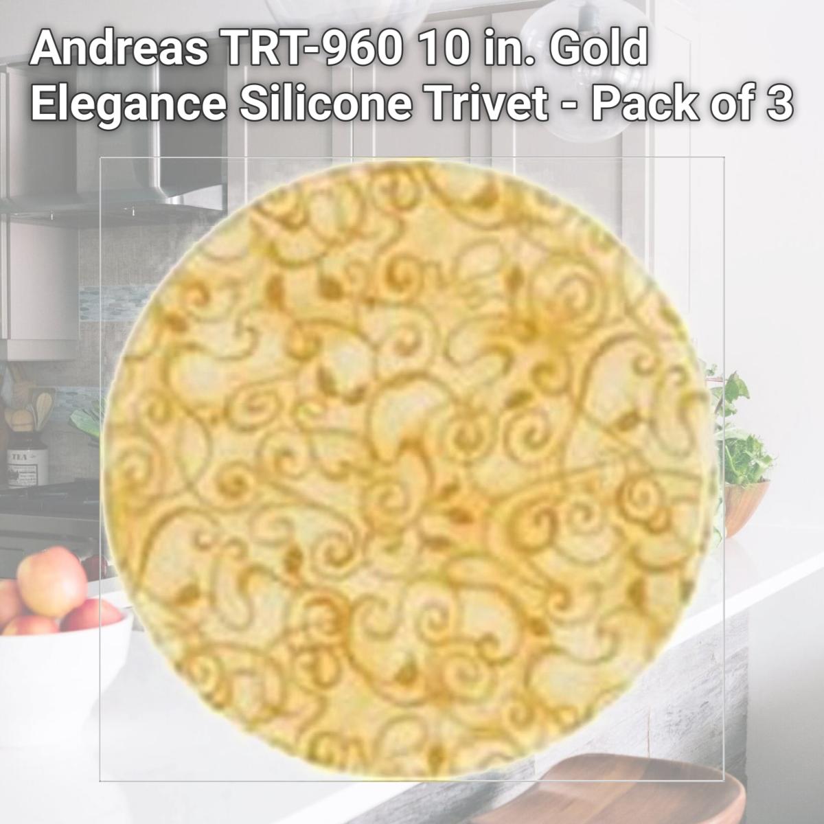 Picture of Andreas TRT-960 10 in. Gold Elegance Silicone Trivet - Pack of 3