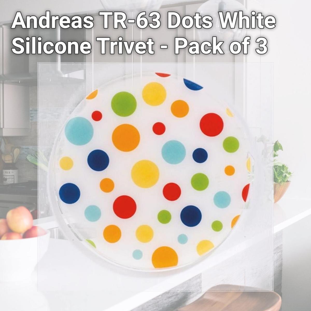 Picture of Andreas TR-63 Dots White Silicone Trivet - Pack of 3