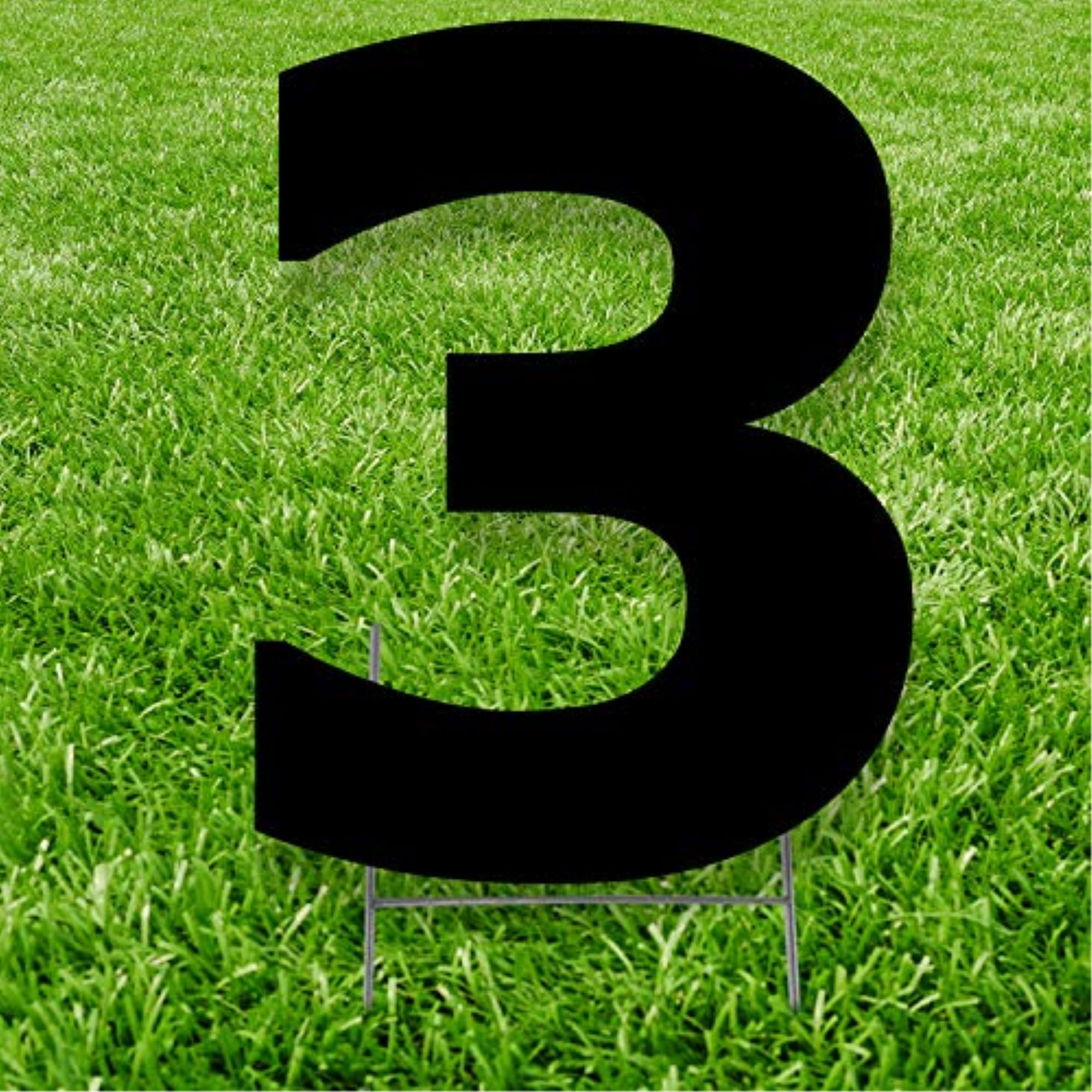 3386 20 x 15 in. Number 3 Yard Sign, Black