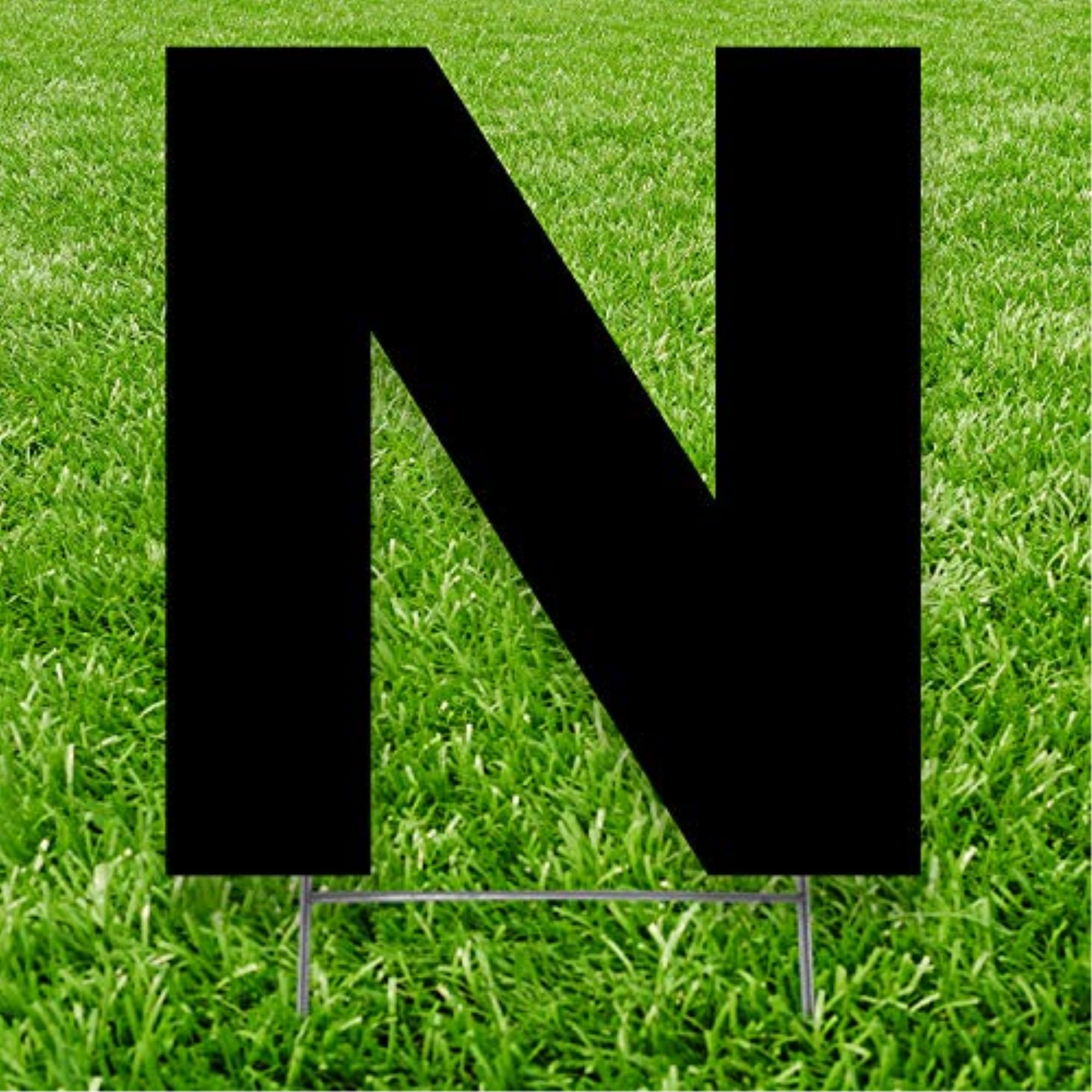 20 x 15 in. Letter N Yard Sign, Black