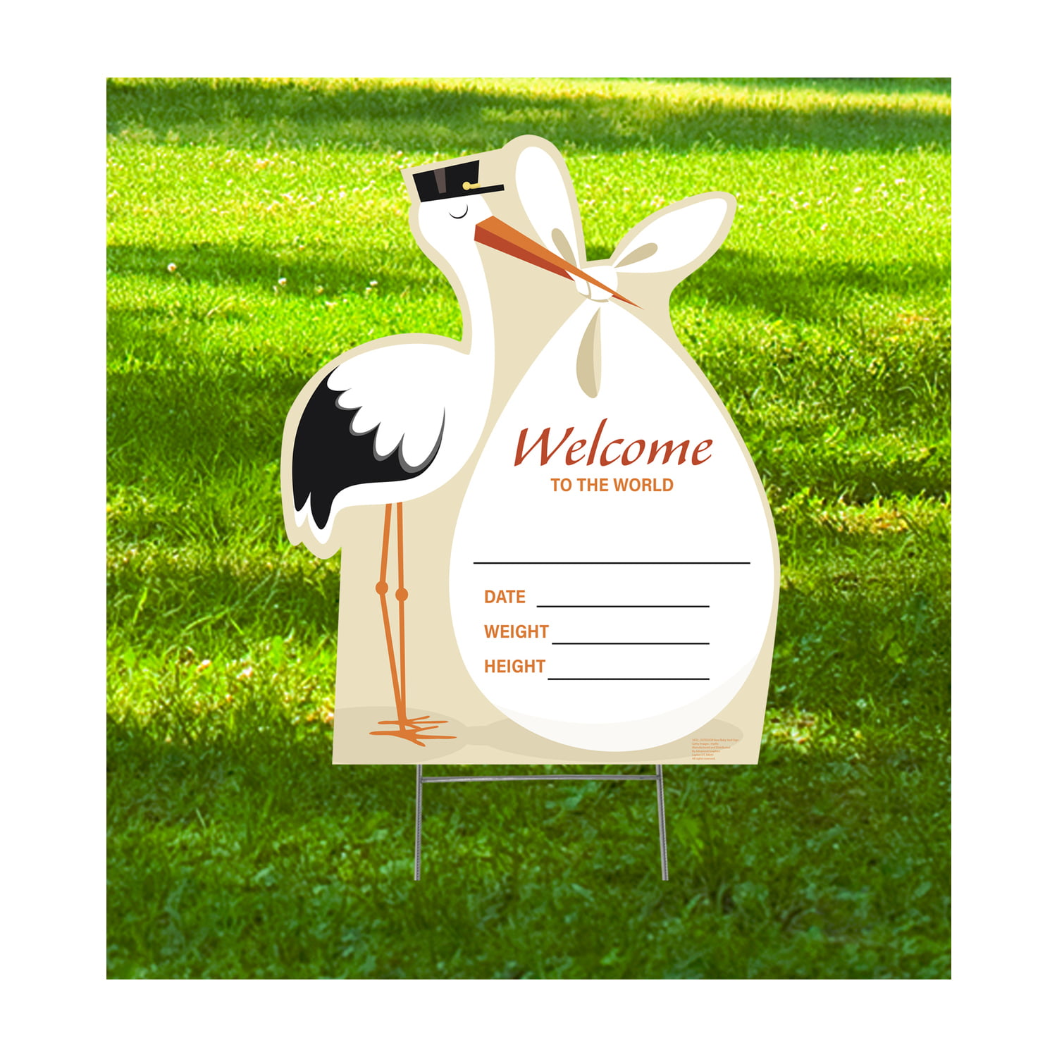 34 x 27 in. Stork New Baby Outdoor Yard Sign