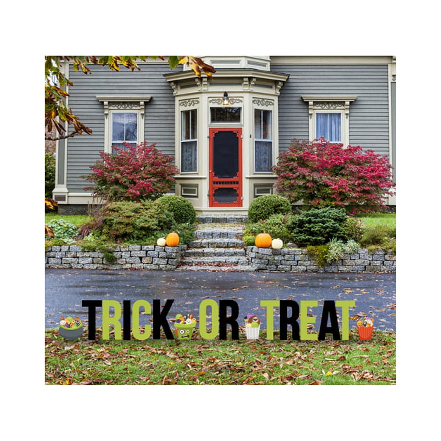 3495 22 x 11 in. Trick or Treat Letter Kit Yard Sign with 16 Half Stakes