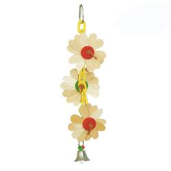 Hb01273 Wooden Flower On Chain With Bell - 11.02 X 3.94 X 3.94 In.