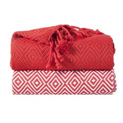 Dsth100pct-red 100 Percent Soft Cotton Diamond Weave Throw Blanket, Red