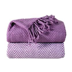 Hbth100pct Soft. 100 Percent Cotton Hand Twisted Throw 50 X 60, Lilac - Set Of 2