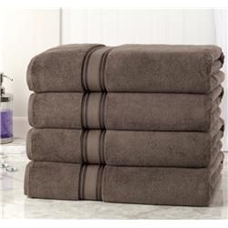 Afzt4bath-cho Soft And Thick Zero Twist Cotton, Pack Of 4 Bath Towels - Chocolate