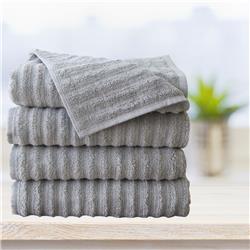 Wavy4bath-svl Spa 4 Piece 100 Percent Zero Twist Cotton Bath Towels - Silver