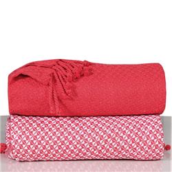 Msth100pct-red 50 X 60 In. Soft Cotton Mosaic Blanket Throws, Red - Pack Of 2