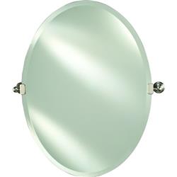 24 X 32 In. Radiance Frameless Beveled Oval Mirror With Decorative Transitional Polished Nickel Tilt Brackets