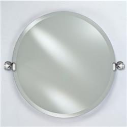Afina Rm-418-cr-ts 18 In. Radiance Frameless Beveled Round Mirror With Decorative Transitional Polished Chrome Tilt Brackets