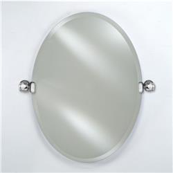 Afina Rm-326-cr-ts 18 X 26 In. Radiance Frameless Beveled Oval Mirror With Decorative Transitional Polished Chrome Tilt Brackets