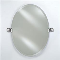 Afina Rm-332-cr-ts 24 X 32 In. Radiance Frameless Beveled Oval Mirror With Decorative Transitional Polished Chrome Tilt Brackets