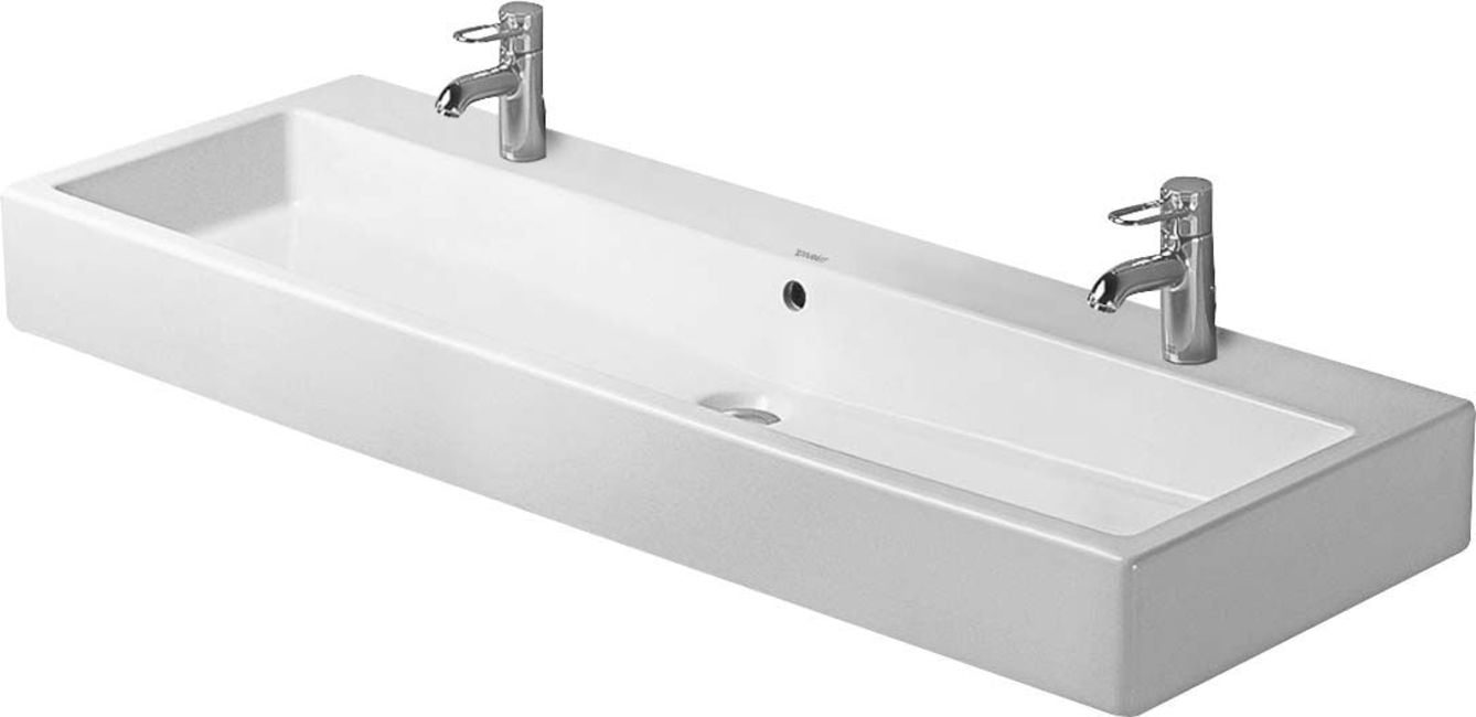 454120024 Vero Wall Mount Bathroom Sink With Overflow And Two Tap Platform