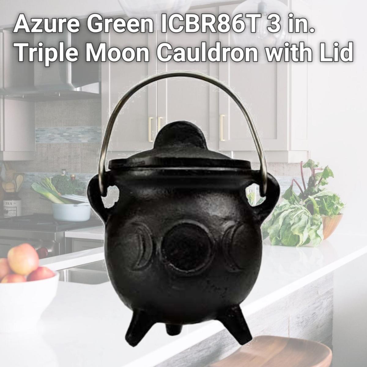 Picture of Azure Green ICBR86T 3 in. Triple Moon Cauldron with Lid