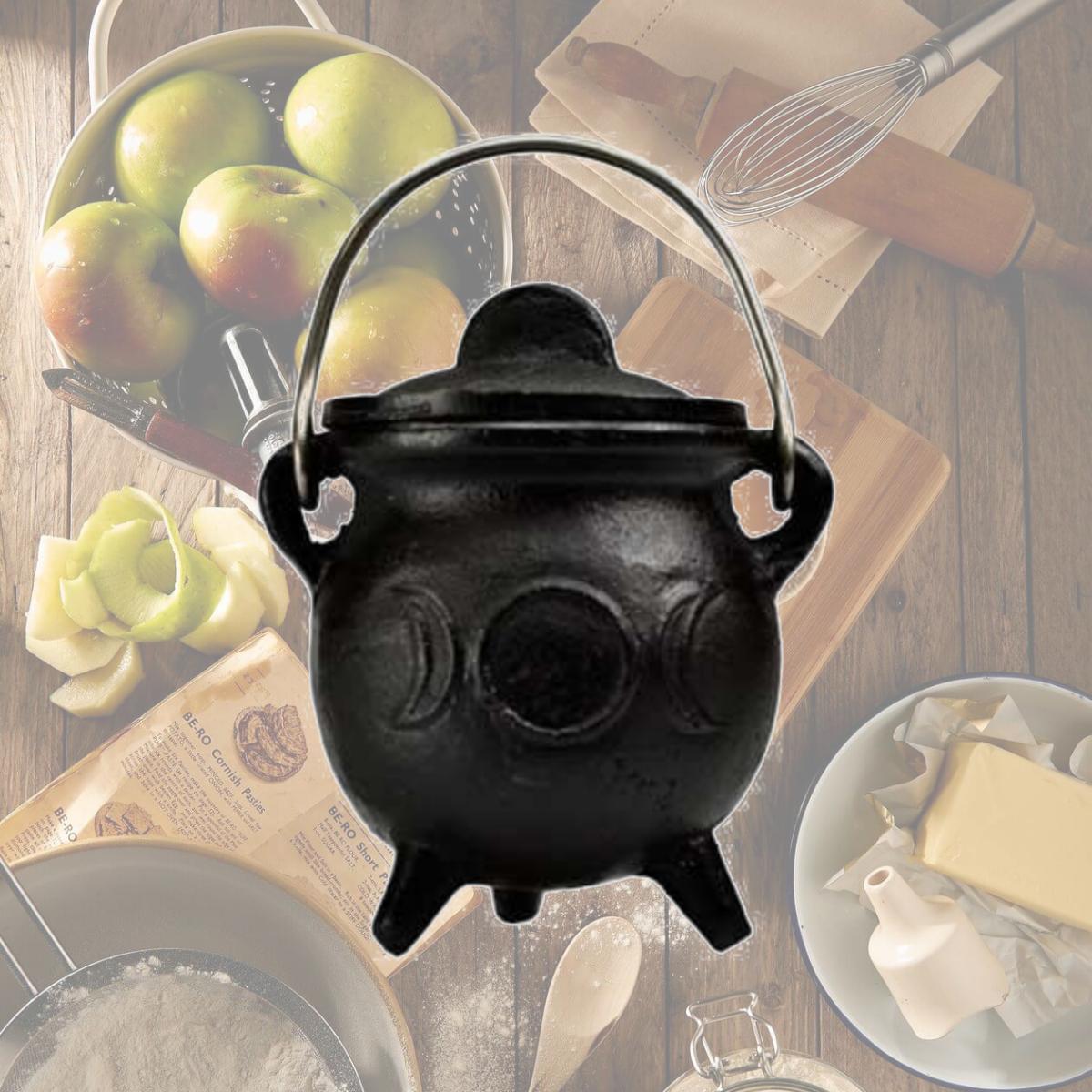Picture of Azure Green ICBR86T 3 in. Triple Moon Cauldron with Lid