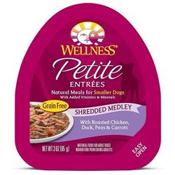 3 Oz Wellness Small Breed Natural Petite Entrees Shredded Medley With Roasted Chicken, Duck, Peas & Carrots Dog Food Tray - Case Of 12